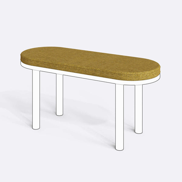 Yase ve Shiv Bench Kılıfı - 100 x 38 (Süngerli), Keten Sarı kumaş kılıf, ürün çizimi üzerinde renk ve doku gösterimi