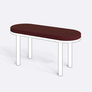 Yase ve Shiv Bench Kılıfı - 100 x 38 (Süngerli), Keten Bordo kumaş kılıf, ürün çizimi üzerinde renk ve doku gösterimi