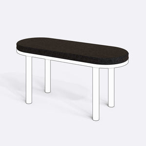 Yase ve Shiv Bench Kılıfı - 100 x 38 (Süngerli), Keten Siyah kumaş kılıf, ürün çizimi üzerinde renk ve doku gösterimi