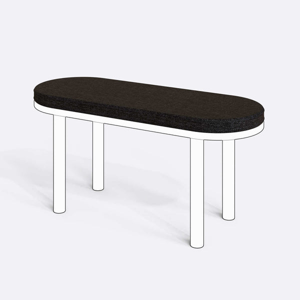 Yase ve Shiv Bench Kılıfı - 100 x 38 (Süngerli), Keten Siyah kumaş kılıf, ürün çizimi üzerinde renk ve doku gösterimi