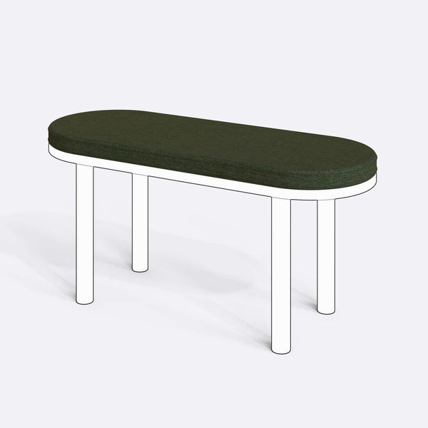 Yase ve Shiv Bench Kılıfı - 100 x 38 (Süngerli), Keten Yeşil kumaş kılıf, ürün çizimi üzerinde renk ve doku gösterimi