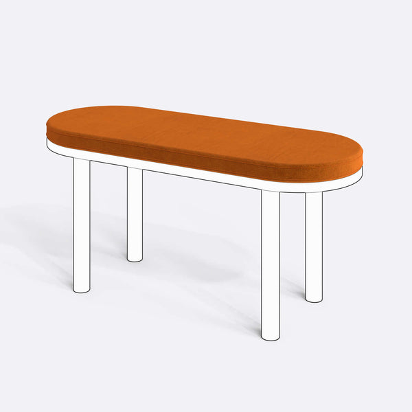 Yase ve Shiv Bench Kılıfı - 100 x 38 (Süngerli), Kadife Badem kumaş kılıf, ürün çizimi üzerinde renk ve doku gösterimi