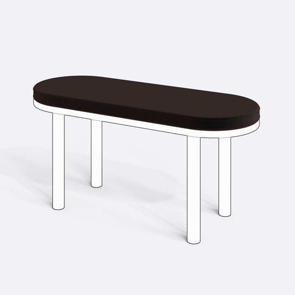 Yase ve Shiv Bench Kılıfı - 100 x 38 (Süngerli), Kadife Kahve kumaş kılıf, ürün çizimi üzerinde renk ve doku gösterimi