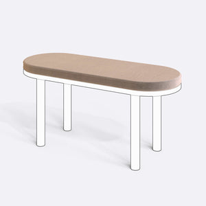 Yase ve Shiv Bench Kılıfı - 100 x 38 (Süngerli), Kadife Kum kumaş kılıf, ürün çizimi üzerinde renk ve doku gösterimi