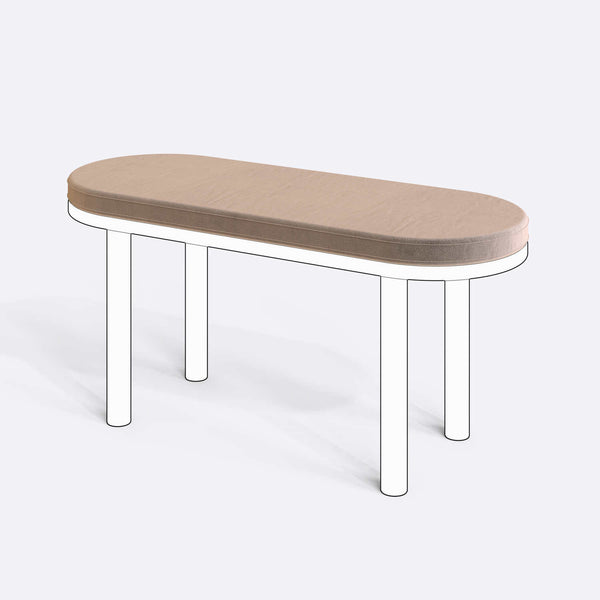 Yase ve Shiv Bench Kılıfı - 100 x 38 (Süngerli), Kadife Kum kumaş kılıf, ürün çizimi üzerinde renk ve doku gösterimi