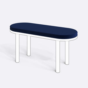 Yase ve Shiv Bench Kılıfı - 100 x 38 (Süngerli), Kadife Lacivert kumaş kılıf, ürün çizimi üzerinde renk ve doku gösterimi
