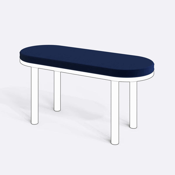 Yase ve Shiv Bench Kılıfı - 100 x 38 (Süngerli), Kadife Lacivert kumaş kılıf, ürün çizimi üzerinde renk ve doku gösterimi