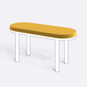 Yase ve Shiv Bench Kılıfı - 100 x 38 (Süngerli), Kadife Sarı kumaş kılıf, ürün çizimi üzerinde renk ve doku gösterimi