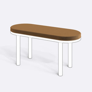 Yase ve Shiv Bench Kılıfı - 100 x 38 (Süngerli), Kadife Vizon kumaş kılıf, ürün çizimi üzerinde renk ve doku gösterimi