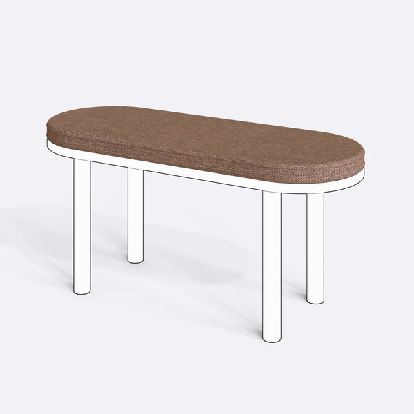 Yase ve Shiv Bench Kılıfı - 100 x 38 (Süngersiz), Keten Kahverengi kumaş kılıf, ürün çizimi üzerinde renk ve doku gösterimi