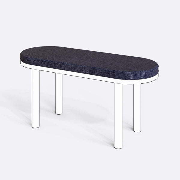Yase ve Shiv Bench Kılıfı - 100 x 38 (Süngersiz), Keten Lacivert kumaş kılıf, ürün çizimi üzerinde renk ve doku gösterimi