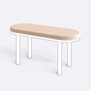 Yase ve Shiv Bench Kılıfı - 100 x 38 (Süngersiz), Kadife Ekru kumaş kılıf, ürün çizimi üzerinde renk ve doku gösterimi
