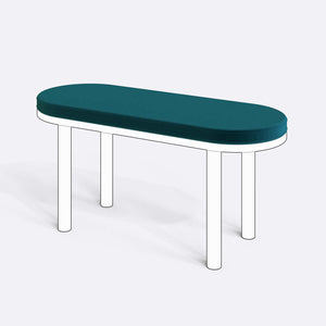 Yase ve Shiv Bench Kılıfı - 100 x 38 (Süngersiz), Kadife Petrol kumaş kılıf, ürün çizimi üzerinde renk ve doku gösterimi