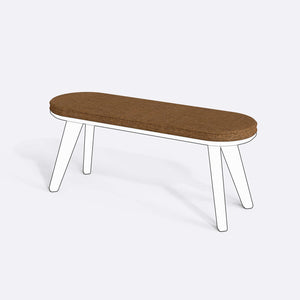 Yase ve Shiv Bench Kılıfı - 120 x 38 (Süngerli), Keten Badem kumaş kılıf, ürün çizimi üzerinde renk ve doku gösterimi
