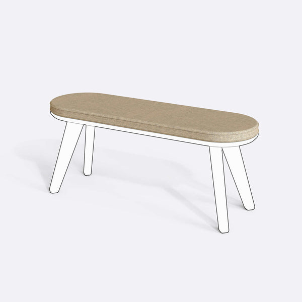 Yase ve Shiv Bench Kılıfı - 120 x 38 (Süngerli), Keten Kum kumaş kılıf, ürün çizimi üzerinde renk ve doku gösterimi