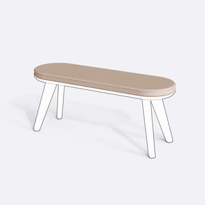 Yase ve Shiv Bench Kılıfı - 120 x 38 (Süngerli), Keten Ekru kumaş kılıf, ürün çizimi üzerinde renk ve doku gösterimi