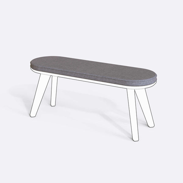 Yase ve Shiv Bench Kılıfı - 120 x 38 (Süngerli), Keten Gri kumaş kılıf, ürün çizimi üzerinde renk ve doku gösterimi