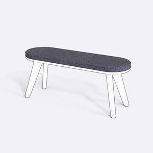 Yase ve Shiv Bench Kılıfı - 120 x 38 (Süngerli), Keten Kül kumaş kılıf, ürün çizimi üzerinde renk ve doku gösterimi