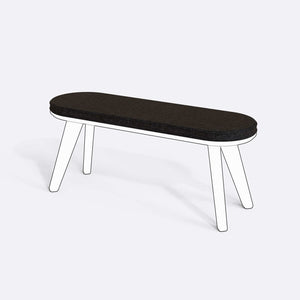 Yase ve Shiv Bench Kılıfı - 120 x 38 (Süngerli), Keten Siyah kumaş kılıf, ürün çizimi üzerinde renk ve doku gösterimi