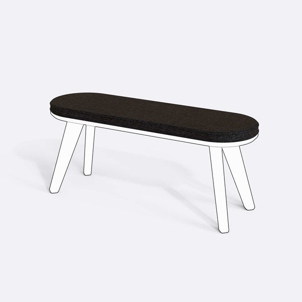 Yase ve Shiv Bench Kılıfı - 120 x 38 (Süngerli), Keten Siyah kumaş kılıf, ürün çizimi üzerinde renk ve doku gösterimi