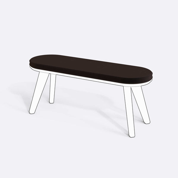 Yase ve Shiv Bench Kılıfı - 120 x 38 (Süngerli), Kadife Kahve kumaş kılıf, ürün çizimi üzerinde renk ve doku gösterimi