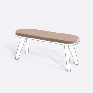 Yase ve Shiv Bench Kılıfı - 120 x 38 (Süngerli), Kadife Kum kumaş kılıf, ürün çizimi üzerinde renk ve doku gösterimi