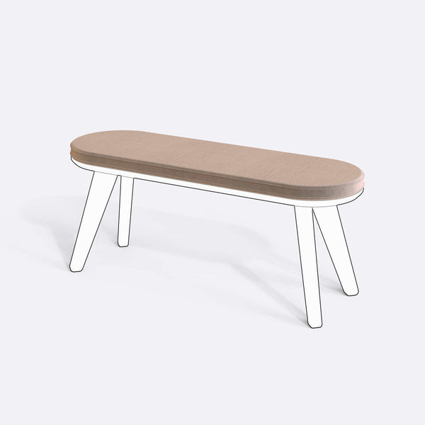Yase ve Shiv Bench Kılıfı - 120 x 38 (Süngerli), Kadife Kum kumaş kılıf, ürün çizimi üzerinde renk ve doku gösterimi