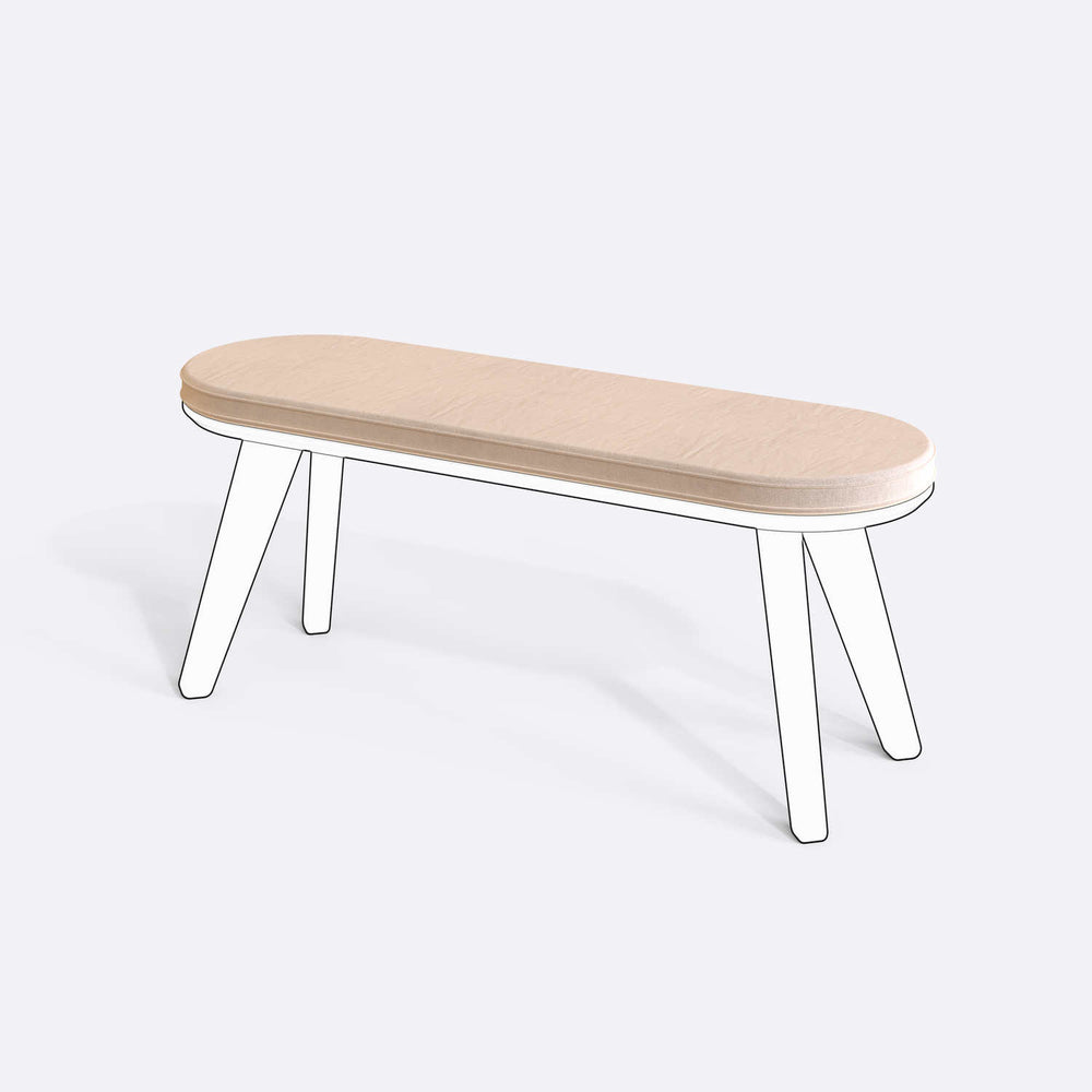 Yase ve Shiv Bench Kılıfı - 120 x 38 (Süngerli), Kadife Badem kumaş kılıf, ürün çizimi üzerinde renk ve doku gösterimi