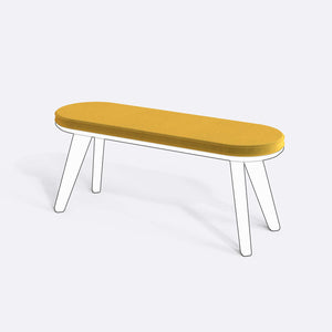 Yase ve Shiv Bench Kılıfı - 120 x 38 (Süngerli), Kadife Sarı kumaş kılıf, ürün çizimi üzerinde renk ve doku gösterimi