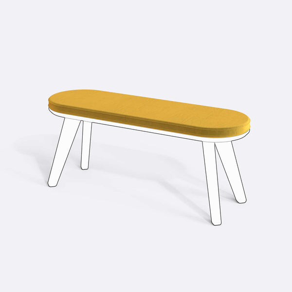 Yase ve Shiv Bench Kılıfı - 120 x 38 (Süngerli), Kadife Sarı kumaş kılıf, ürün çizimi üzerinde renk ve doku gösterimi