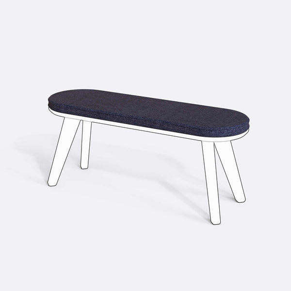 Yase ve Shiv Bench Kılıfı - 120 x 38 (Süngersiz), Keten Lacivert kumaş kılıf, ürün çizimi üzerinde renk ve doku gösterimi