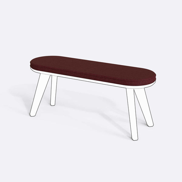 Yase ve Shiv Bench Kılıfı - 120 x 38 (Süngersiz), Keten Bordo kumaş kılıf, ürün çizimi üzerinde renk ve doku gösterimi