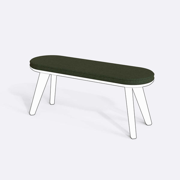 Yase ve Shiv Bench Kılıfı - 120 x 38 (Süngersiz), Keten Yeşil kumaş kılıf, ürün çizimi üzerinde renk ve doku gösterimi