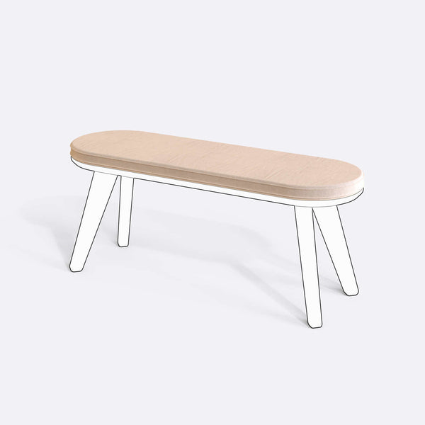 Yase ve Shiv Bench Kılıfı - 120 x 38 (Süngersiz), Kadife Ekru kumaş kılıf, ürün çizimi üzerinde renk ve doku gösterimi
