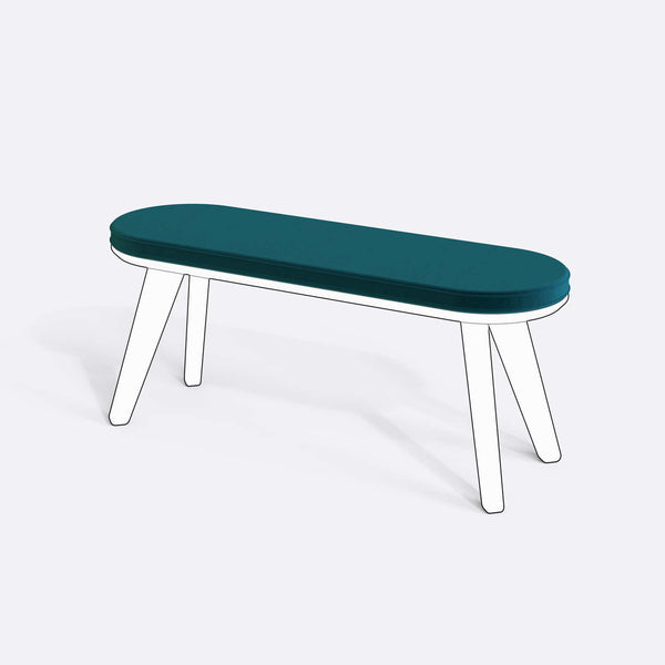 Yase ve Shiv Bench Kılıfı - 120 x 38 (Süngersiz), Kadife Petrol kumaş kılıf, ürün çizimi üzerinde renk ve doku gösterimi