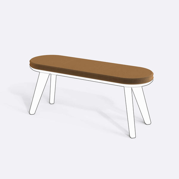 Yase ve Shiv Bench Kılıfı - 120 x 38 (Süngersiz), Kadife Vizon kumaş kılıf, ürün çizimi üzerinde renk ve doku gösterimi