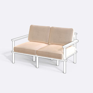 Bral İkili Koltuk Kılıfı (Süngerli), Kadife Ekru kumaş kılıf, ürün çizimi üzerinde renk ve doku gösterimi