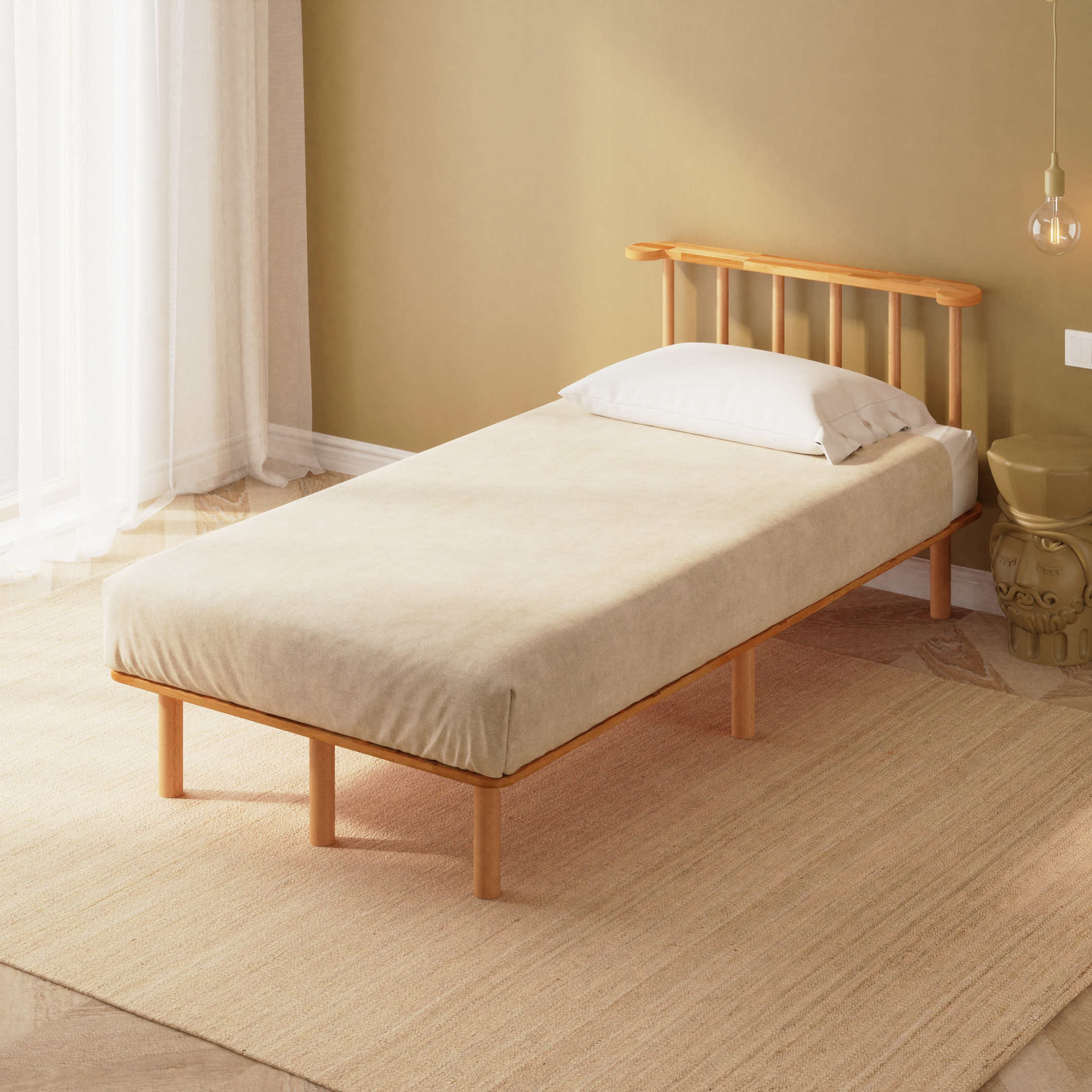 Lore Tek Kişilik Karyola - Masif Kayın Ağacı Karyola | Demontha