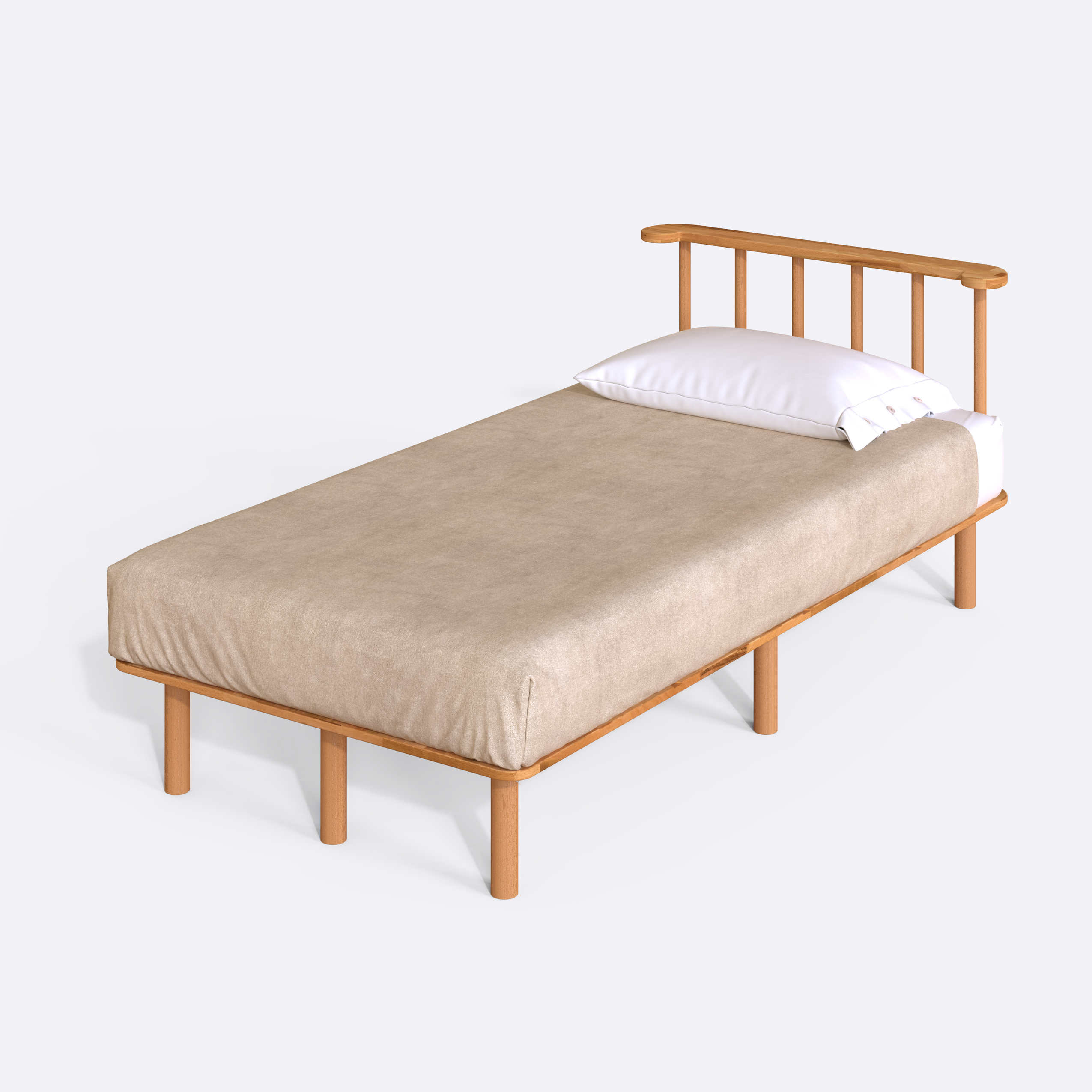 Lore Tek Kişilik Karyola Detay - Masif Ahşap Karyola