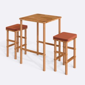 6283-VN-2 Gisa Bar Masası ve Tabure Takımı Yan Görünüm - Demontha Yemek Masası