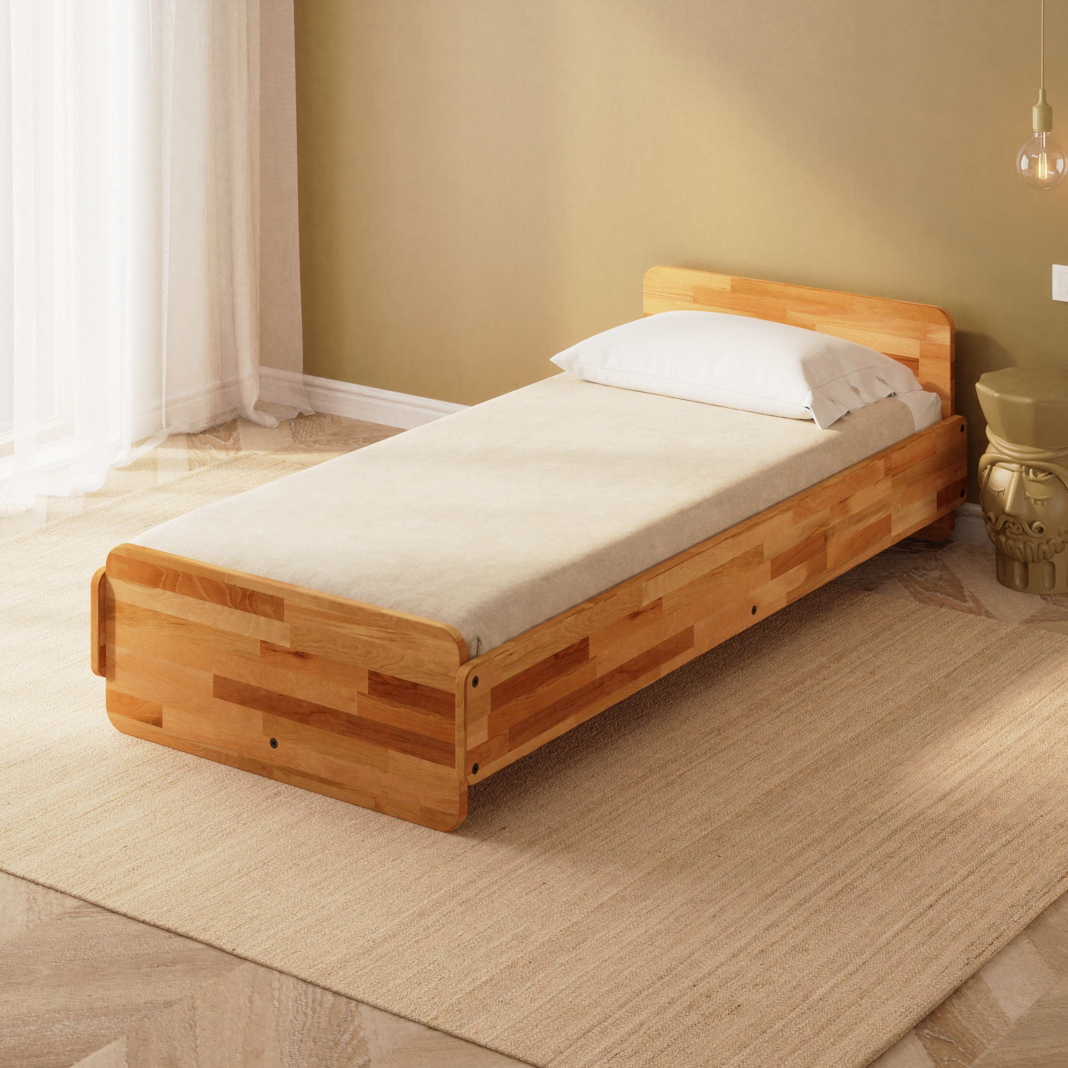 Rory Tek Kişilik Karyola - Masif Kayın Ağacı Karyola | Demontha