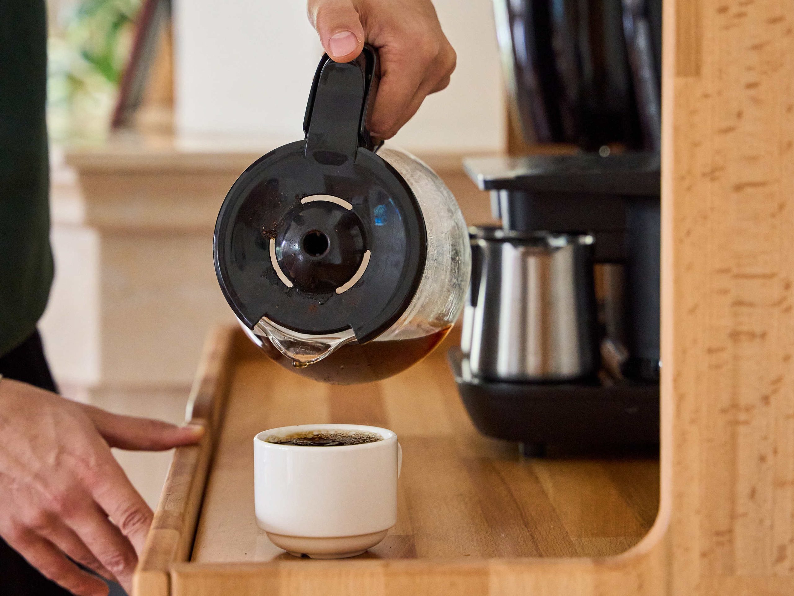 Hamy kahve standı masif kayın ahşap kahve köşesi