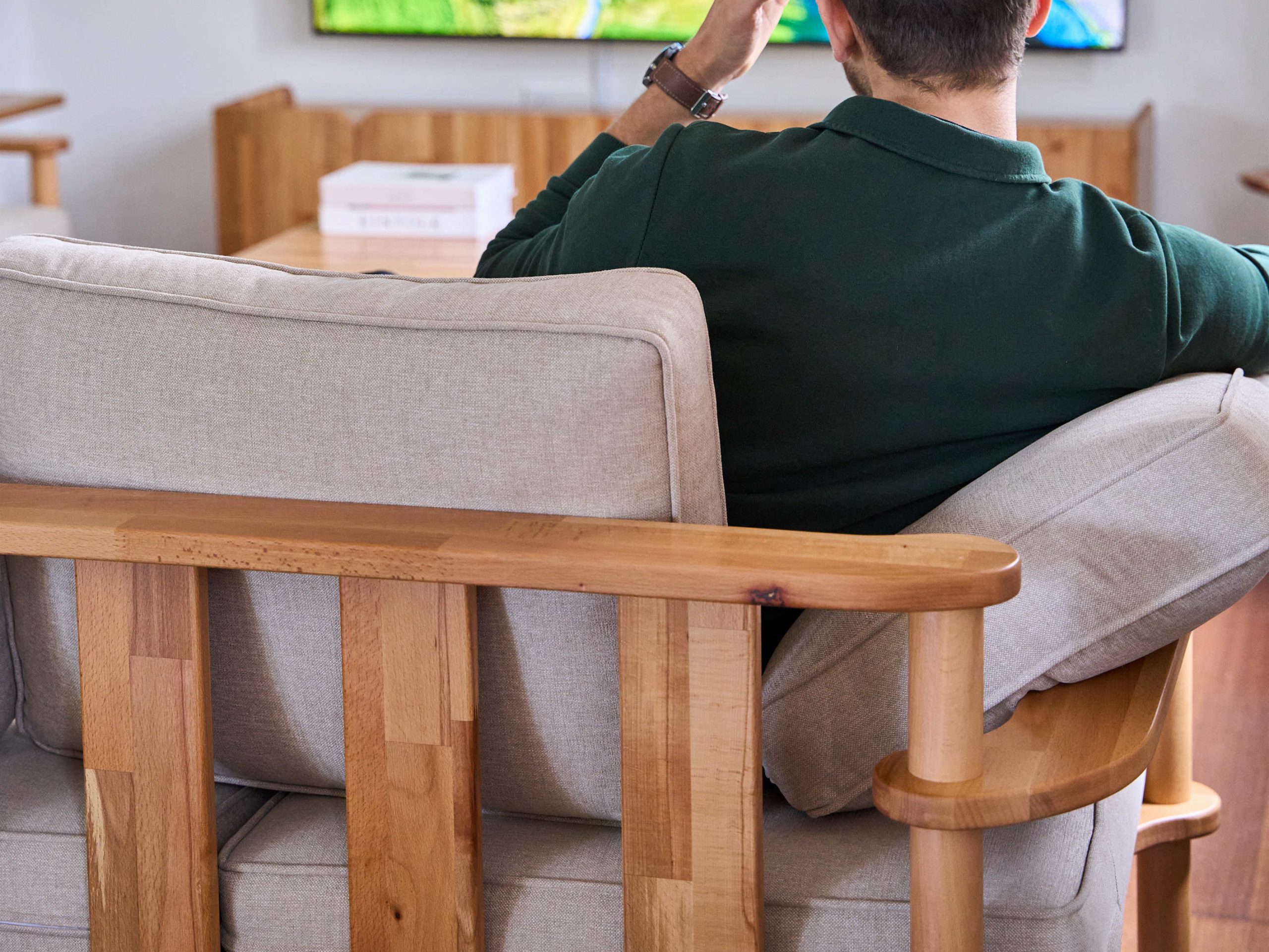 Bral üçlü koltuk masif kayın oturma grubu