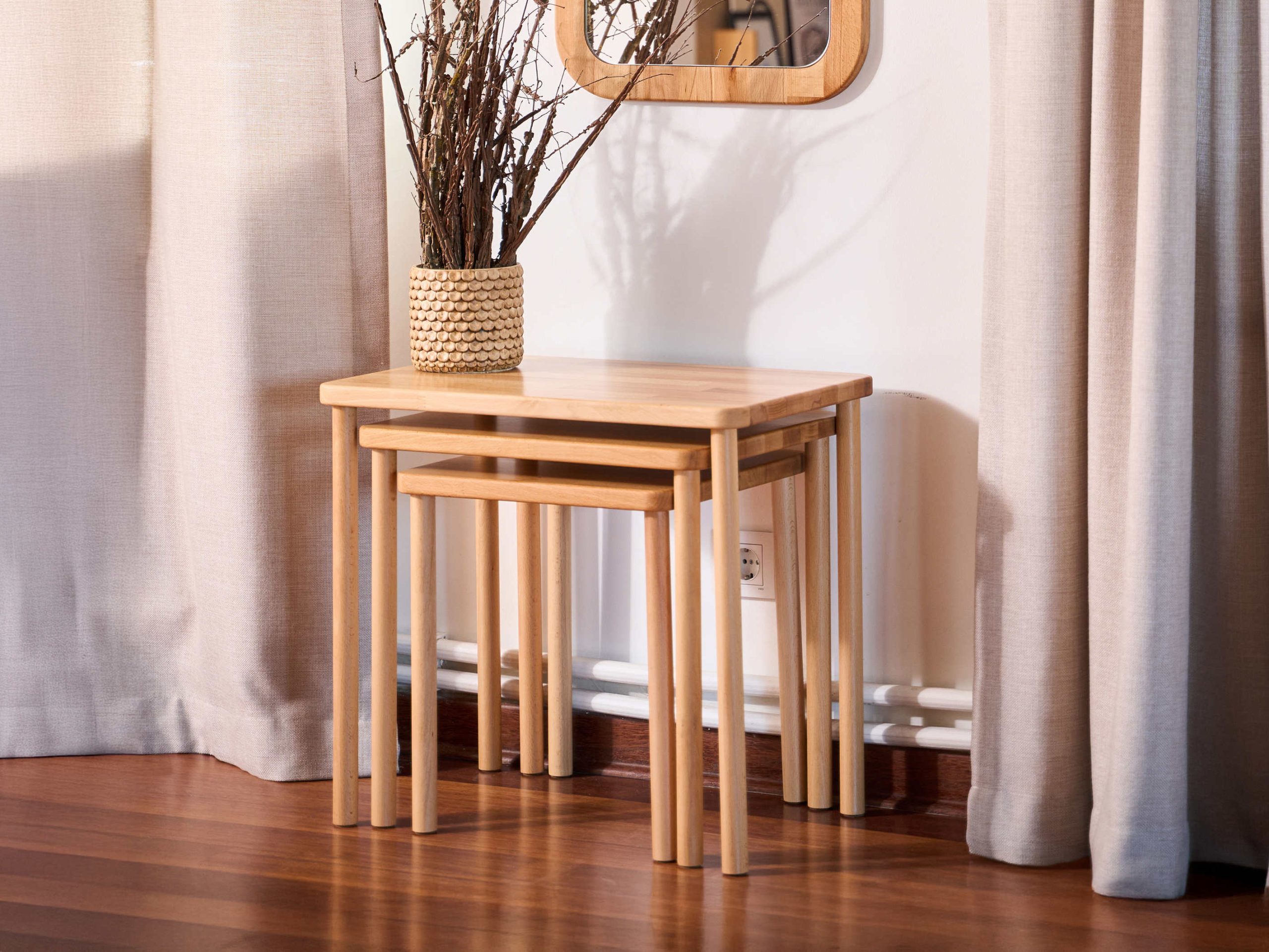 Kesret zigon sehpa masif kayın ahşap sehpa modeli