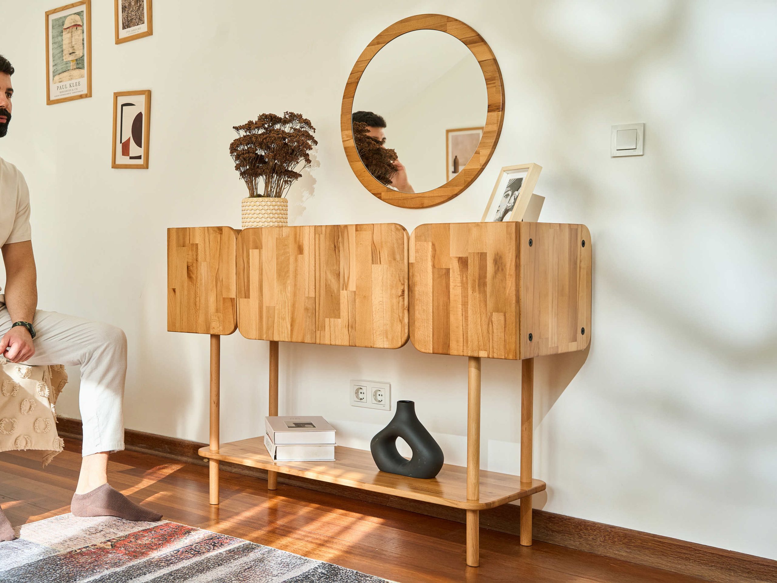 Masif kayın ağacı Pare dresuar ahşap yüzey bakımı ve doğal doku