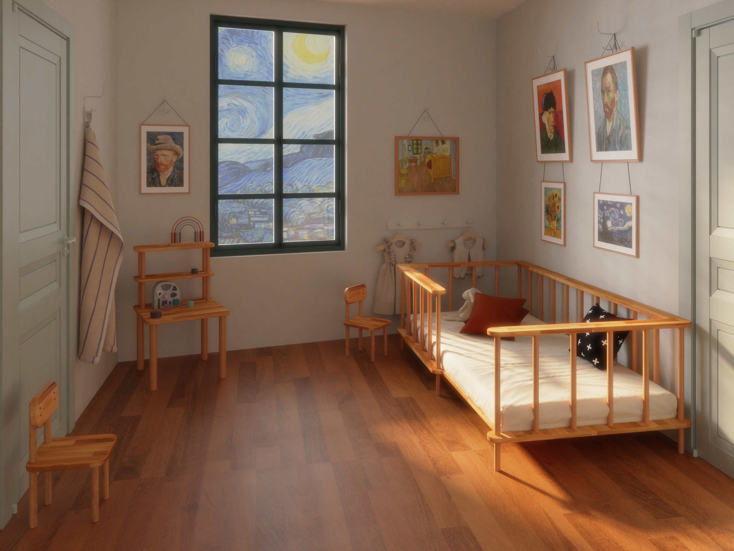 Van Gogh Genç Odası Lore Çocuk Karyolası Mungo Sandalye Zemi Çocuk Oyun Masası - Demontha