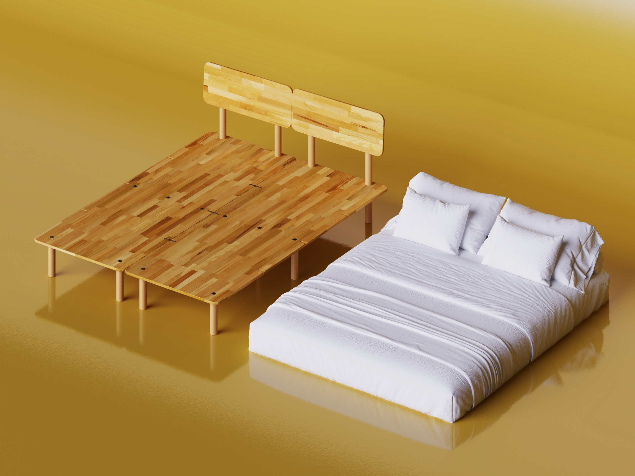 Masif kayın ağacı Nuala karyola yatak odası boyut uyumu